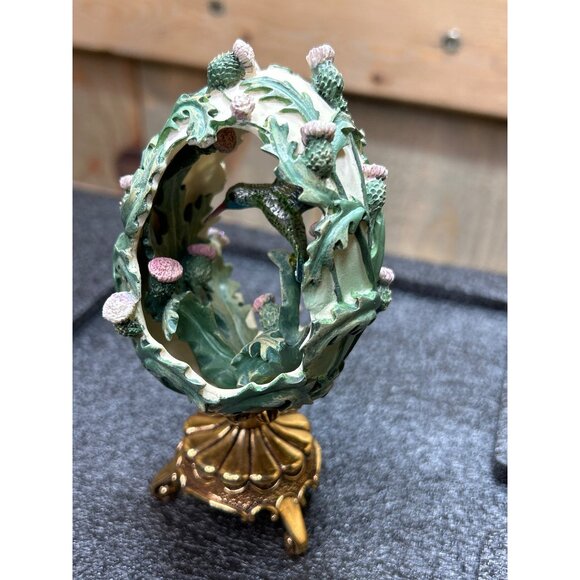 House Of Faberge Hummingbird Egg "Jewels In The Garden" W/Stand By Franklin Mint - Picture 2 of 11